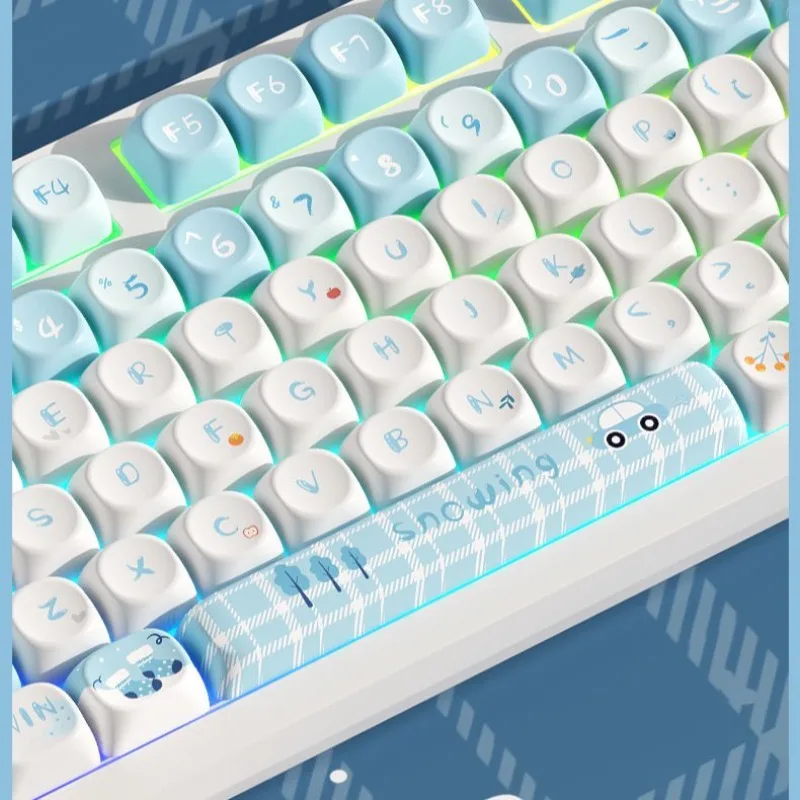 Winter first snow PBT hot sublimation keycap DIY full set of hot sublimation cute personality girl ergonomic feel