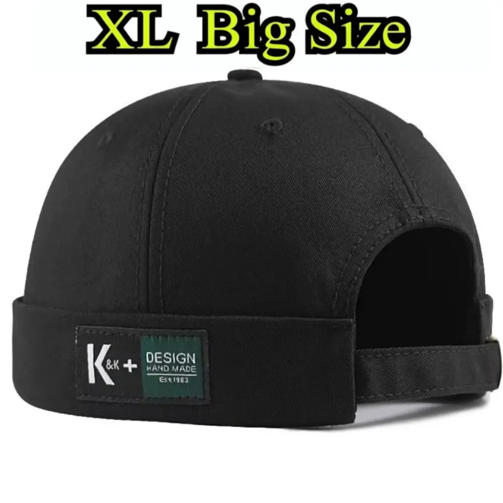 

New Without Visor Big Head Hat XL 62 Cap Hip Hop Docker Brimless Hats Adjustable Casual Retro Dome Hat for Men Women