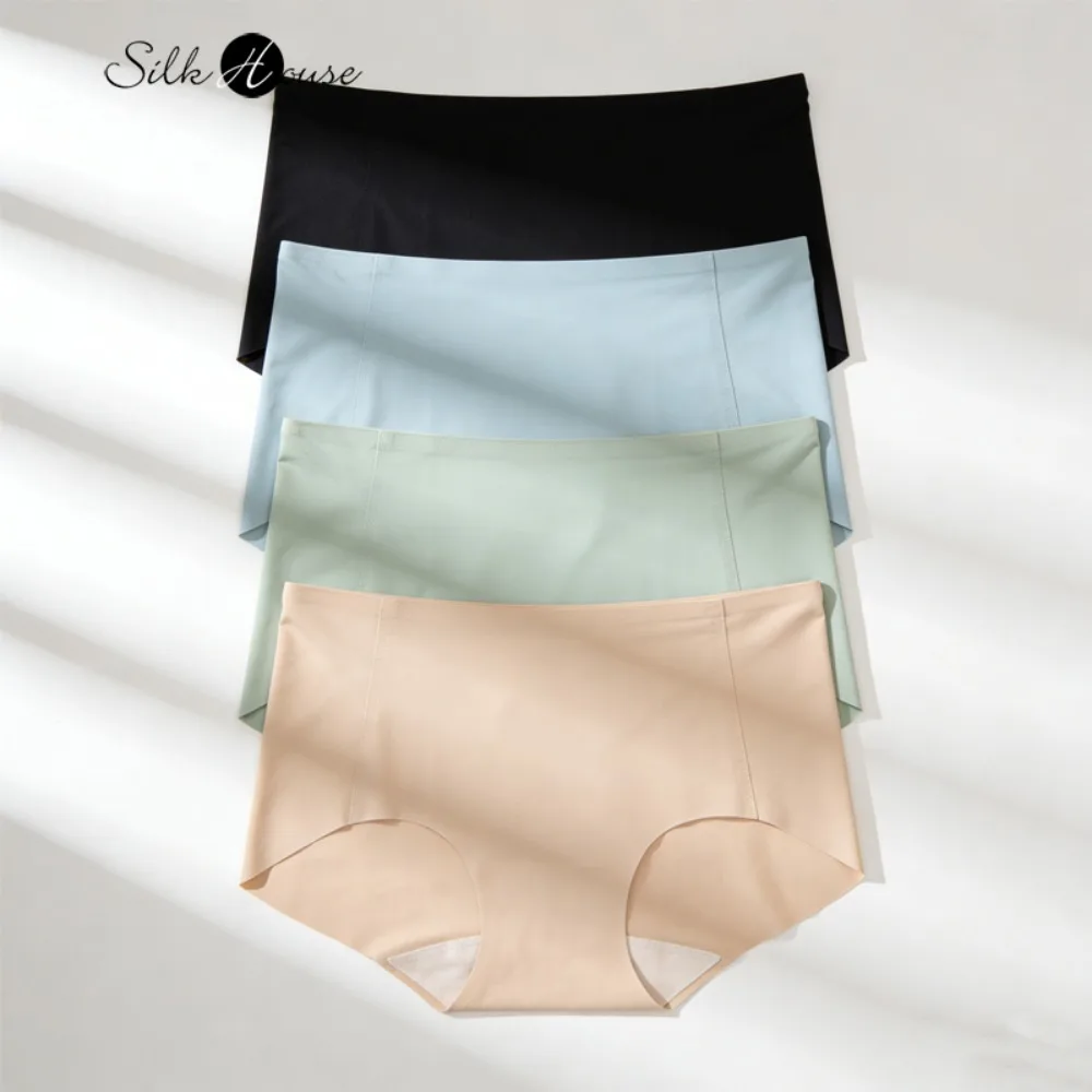 

Новые женские трусы-слипы из натурального шелка тутового шелкопряда со средней посадкой, комфортные, дышащие, бесшовные, облегающие бедра