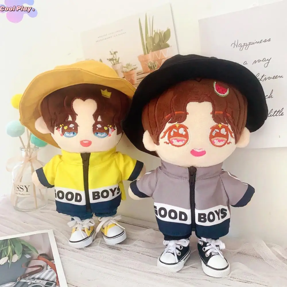 

Casual Jacket 20CM Cotton Doll Clothes Fisherman Hat Black Pants Stuffed Doll Suit Denim Shorts Outfit Plush Toys Clothes