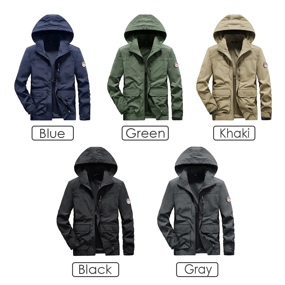 Men Spring Brand New Casual Detachable Hat Windproof Warm Jacket Coat Men 2023 Autumn Fashion Sport Pocket Jacket Trench Men