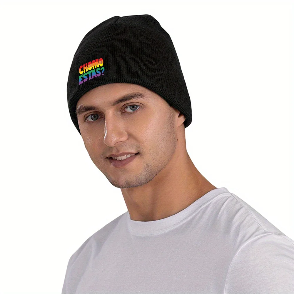 1 قطعة Chomo Estes LGBT قوس قزح فخر قبعة صغيرة متماسكة قبعة يندبروف قبعة تزلج دافئة مع جريئة "Chomo Вantas" قبعة الشتاء للرجال والنساء