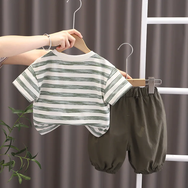 

Summer Baby Clothes Suit Children Striped T-Shirt Shorts 2Pcs/Sets Toddler Boys Clothing Infant Casual Costume Kids Tracksuits