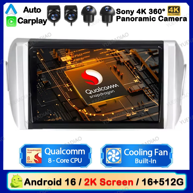 Android 16 Car Radio For Toyota Innova 2 2015 2016 2017 2018 - 2022 Carplay Auto Multimedia Video Player WIFI+4G GPS NAVI DSP BT