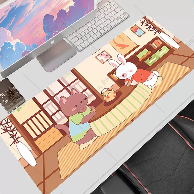 Cute Cat Large Mouse Pad 90x40cm Big Computer Pink Kawaii Mousepads Gaming Mousepad XXL Keyboard Mat Gamer Mouse Pads Desk Mats