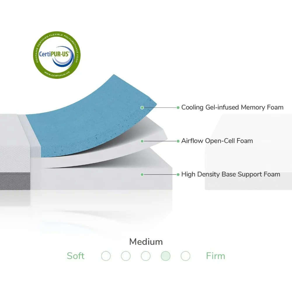 King Mattress, 12 Inch Foam Mattress in a Box, Gel Memory Foam Mattress for Pressure Relief & Motion Isolation, Bed Mattresses