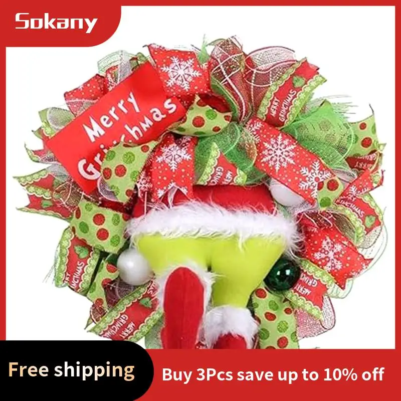 

A59E-Christmas Wreath Christmas Front Door Wreath Outdoor Christmas Wreath For Winter Holiday