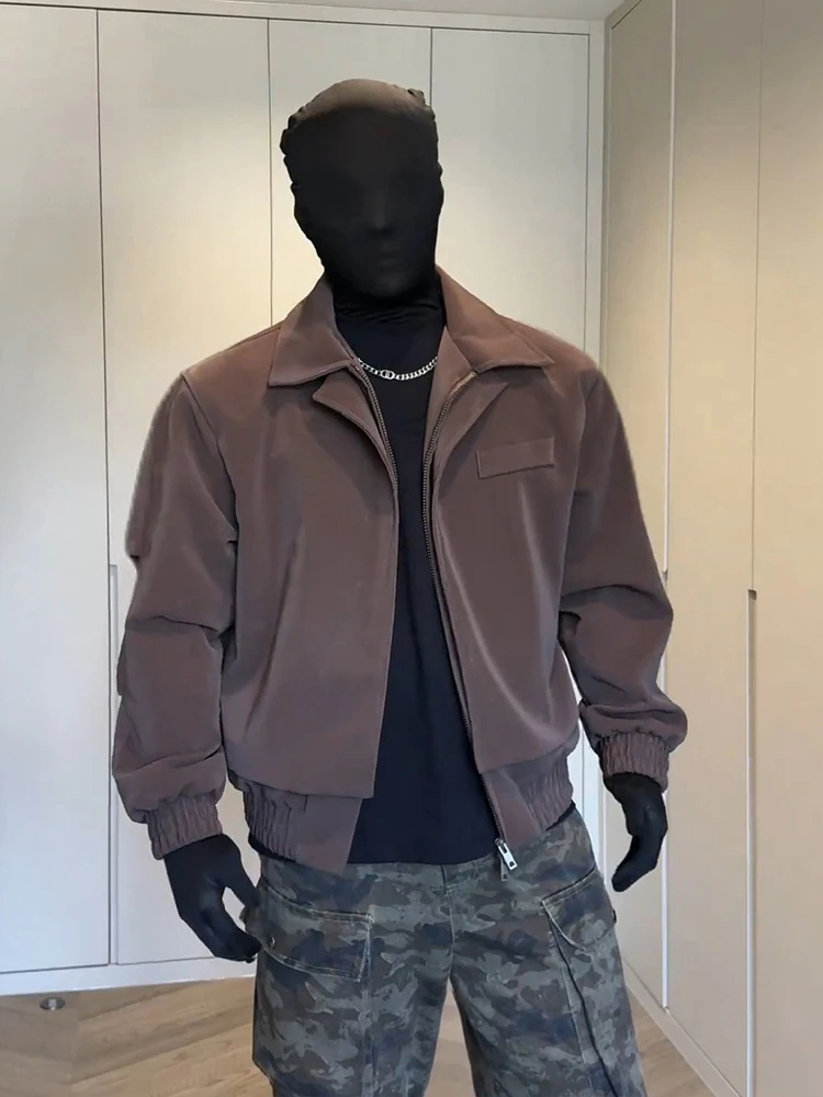 

Мужская ветрозащитная куртка-бомбер из полиэфирного волокна в винтажном стиле с нашивками на воротнике, средней длины, для повседневной носки на улице