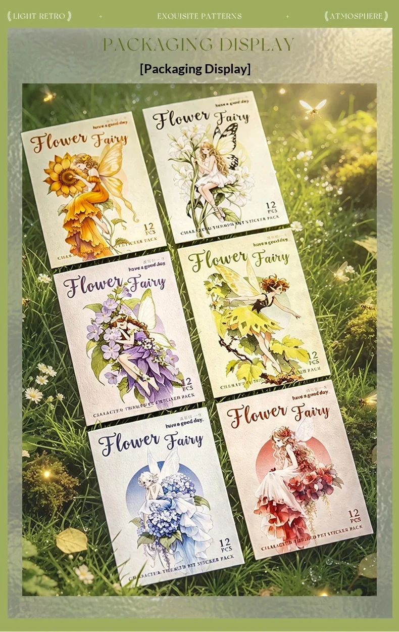 JIANWU Vintage Flower Elf Character Landscape Material Collage Scrapbooking PET Sticker Creative DIY Journal Stationery