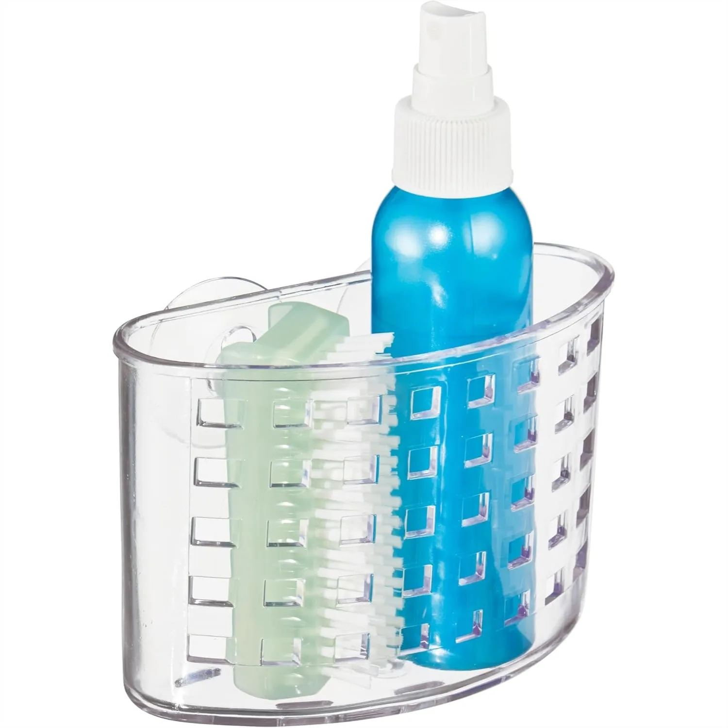 

Suction Cup Shower Caddy Basket - Clear Bathroom Storage Organizer for Shampoo and Soap