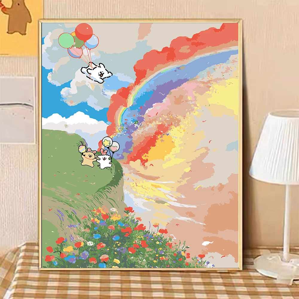 Niedliche Tier-Motiv-Hunde, modernes Wandbild, Ölgemälde zum Ausmalen nach Zahlen, ideal für Wohnzimmer und Schlafzimmer, perfektes Geschenk, ohne Rahmen.