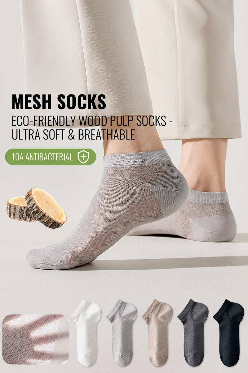 Miiow meia curta de bambu masculina, meia curta de secagem rápida, anti odor, vestido de negócios, verão, malha fina respirável, meia de tornozelo de seda gelo