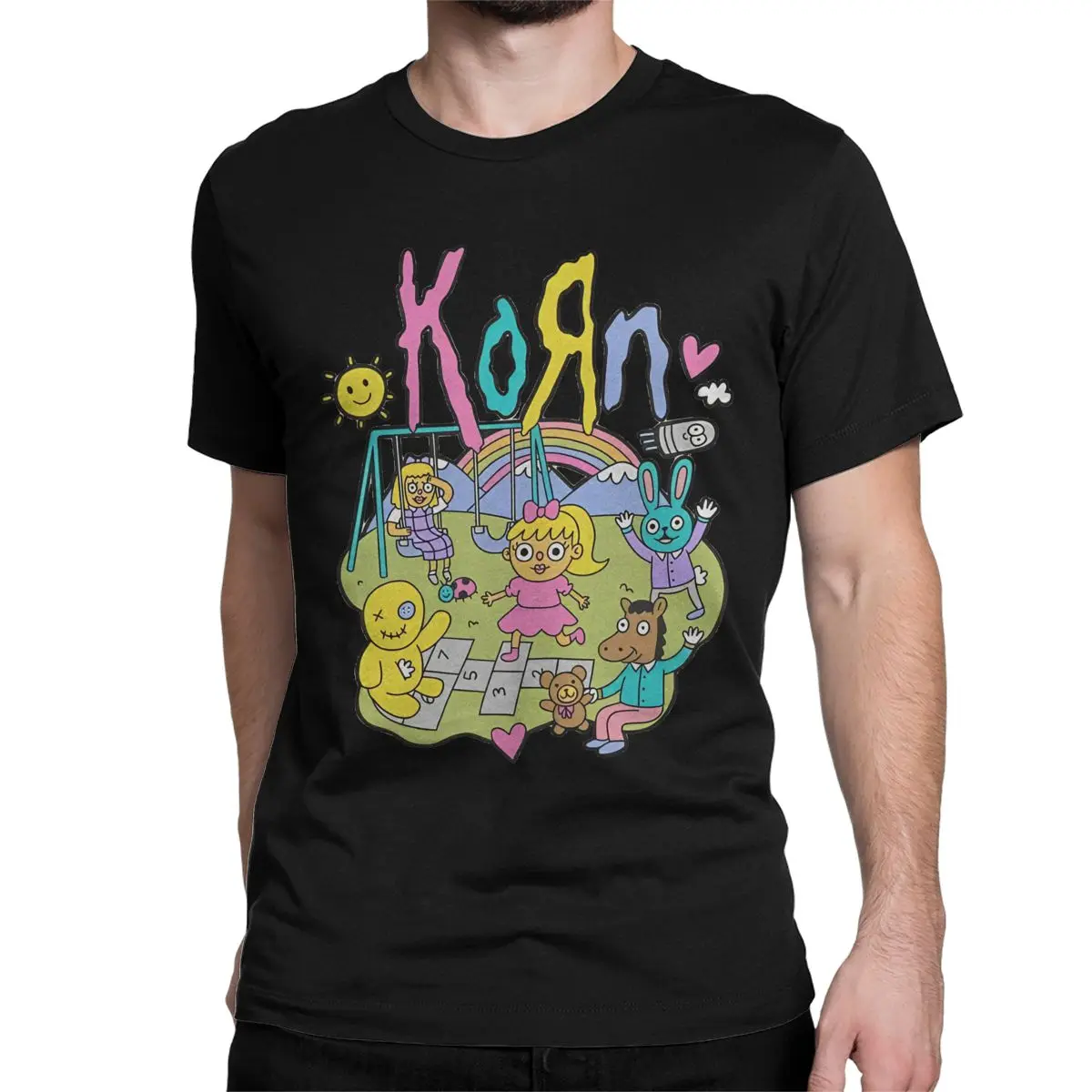 Korn Music Album Men Women's T Shirts Rock Metal Band Tour Vintage Tee Shirt Short Sleeve T-Shirts 100% Cotton Party Clothes