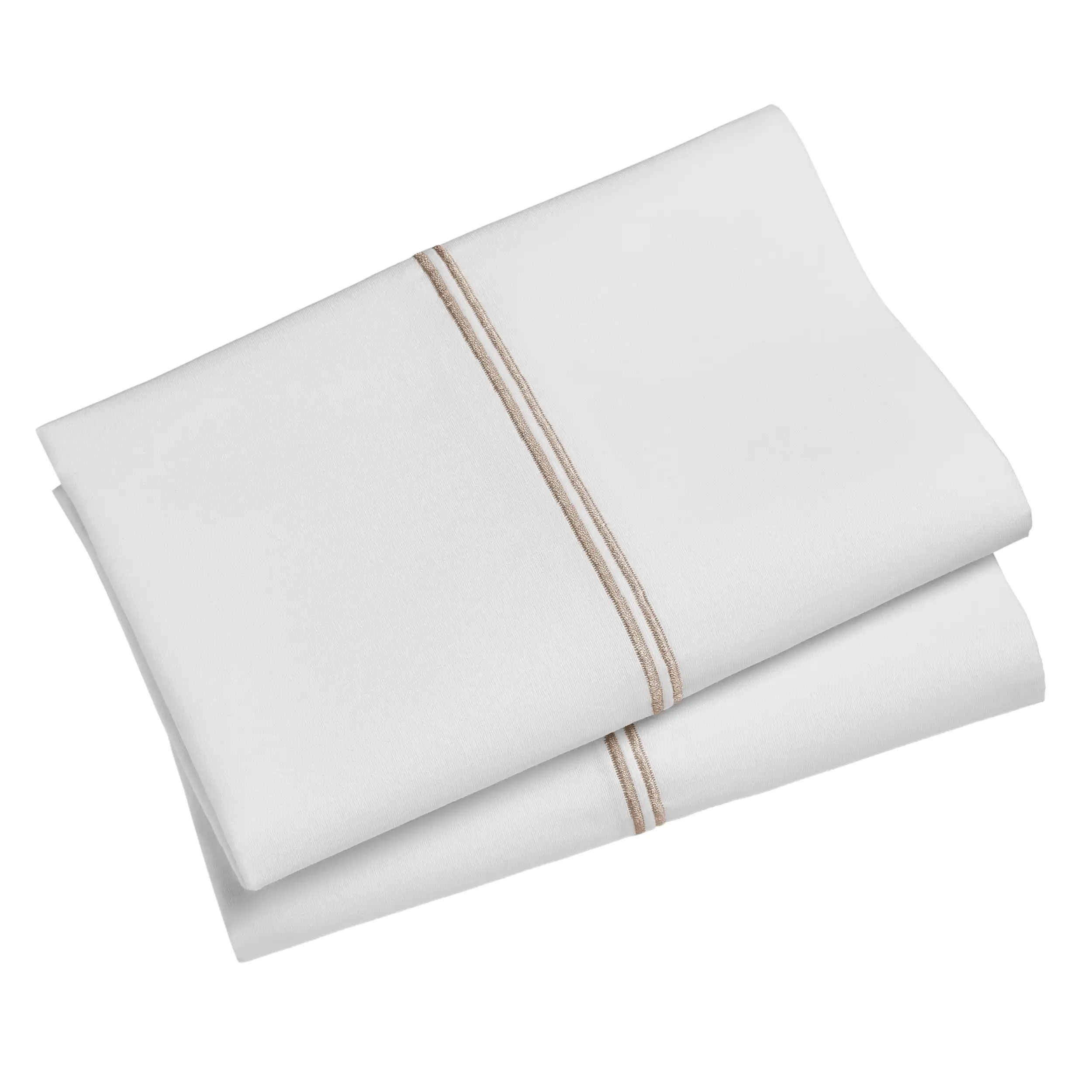 

300 Thread Count White Pillowcase with Tan Hem, King, 2 Count