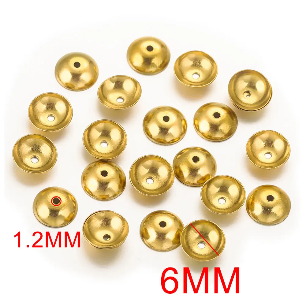 50 Stuks Lot 3-8Mm Goudkleur Roestvrij Staal Ronde Kralen Spacer Kralen Voor Handwerk Sieraden Maken Diy Bevindingen Accessoires