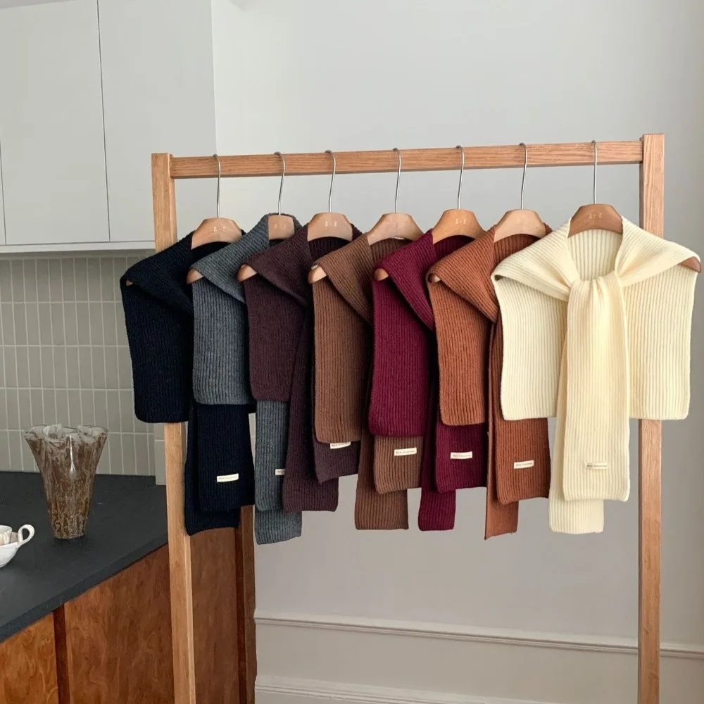 

Knotted Knitted Shawl Solid Color Korean Style Neck Guard Scarve Blouse Shoulders Neck Guard False Collar Shoulder Wrap Girl