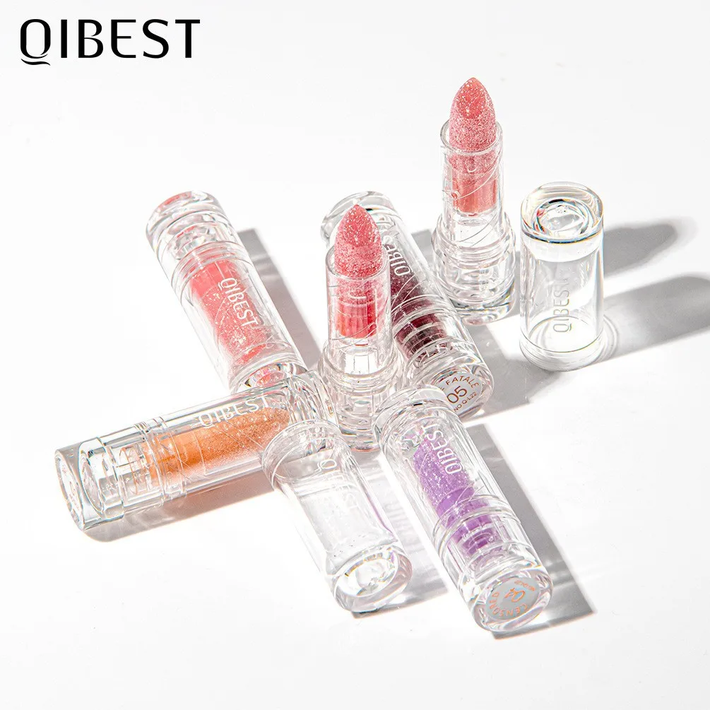 

QIBEST Flash Diamond Discoloration Easy To Wear Moisturizing Long-lasting Not Easy To Fade Temperature Sense Nutritious Lipstick