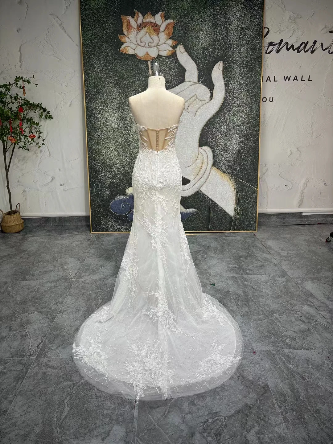 Abiti da Noiva Abiti da sposa a sirena in tulle glitterato di lusso con applicazioni di perline Abiti da sposa romantici Robes de mariée