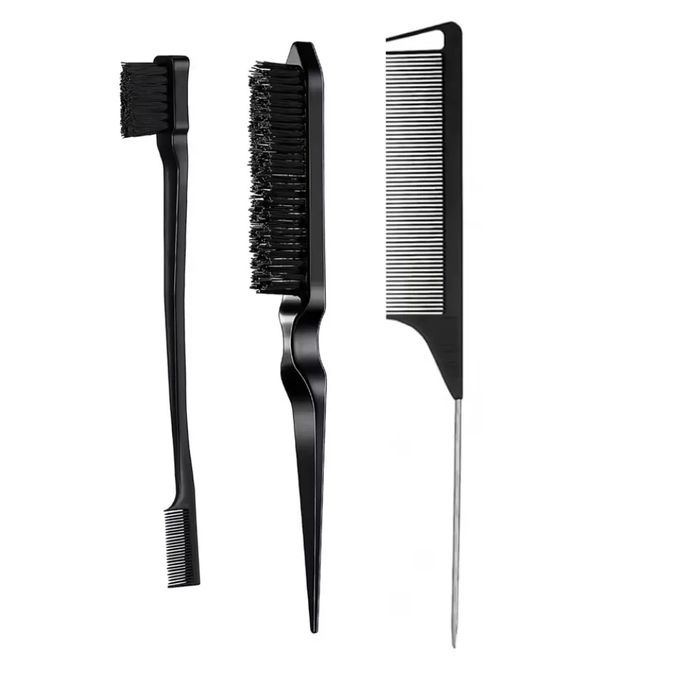 3-Piece Hair Styling Comb Set with Triple Tear Hair Brush, Mouse Tail Comb Edge Brush, Salon Hair Styling Hair Tail Tool