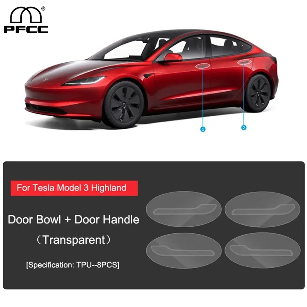 

For Tesla Model 3 Highland 2023 2024 Door TPU Rearview Mirror Paint Protection Film PPF Pre Cut Anti-Scratch Car Accessories