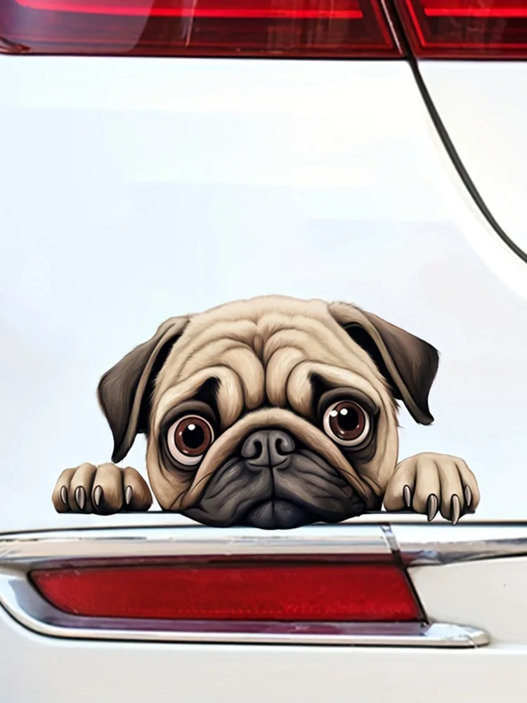 DK114# The Pug Lying on the Window Car Stickers Funny Creative Waterproof Vinyl Decal Motorcycle Decorative Accessories