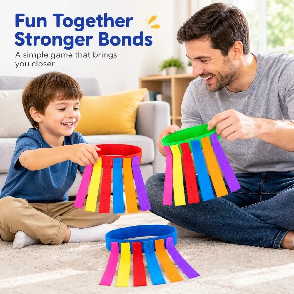 Multicolors Skill Training Catch Tail Props Fashion Parent-Unisex Teamwork Game Outdoor Funny Game Belt with 6pcs tails