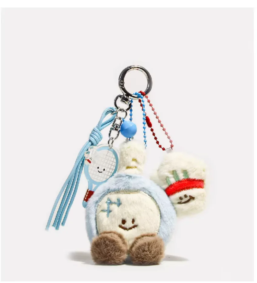 Cute badminton and tennis doll keychain plush doll bag pendant student couple gift bag pendant