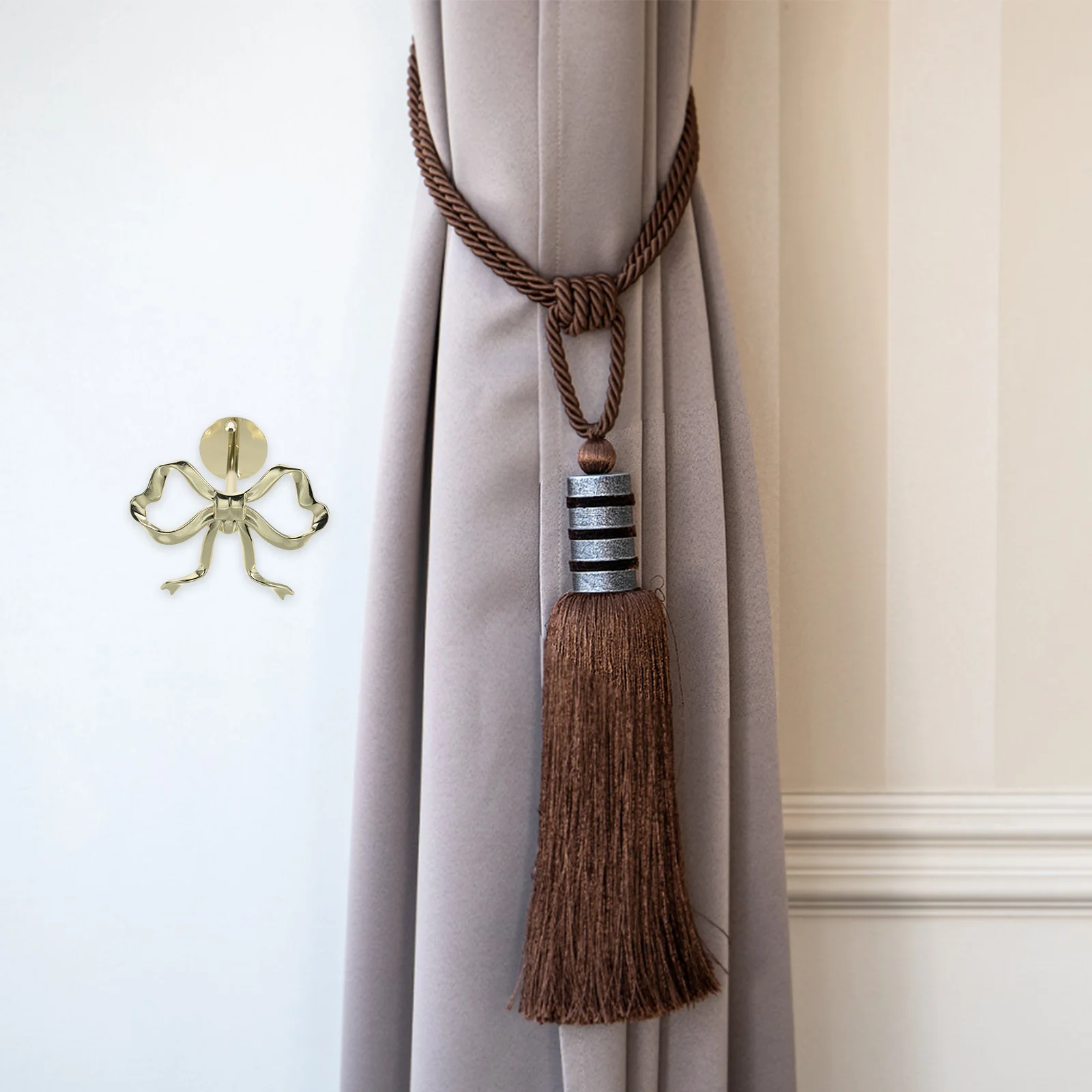 

2Pcs Decorative Curtain Tiebacks Gold Bow Shaped Holdbacks for Living Room Party Nursery Window Drapery Management Clamp