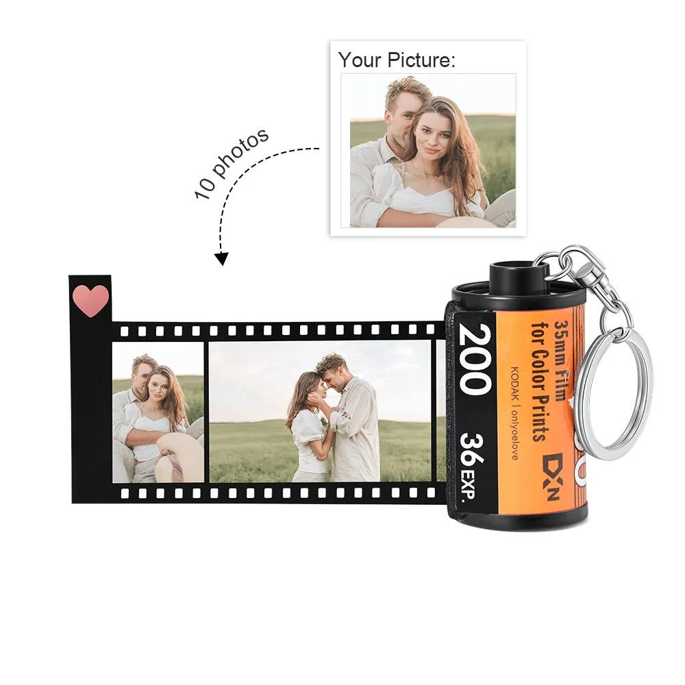 10pcs Photos Film Roll keychain DIY Photo Text Albums Cover Keyrings Custom Memorial Christmas Days Gift  Lover Present Jewelry