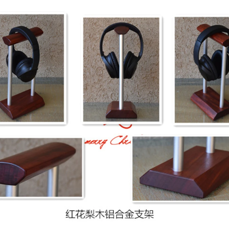 Creatief ontwerp hoofdtelefoonstandaard rode peer hout aluminium beugel hoofdsteun displaystandaard massief hout aangepaste opslagstandaard geschenken