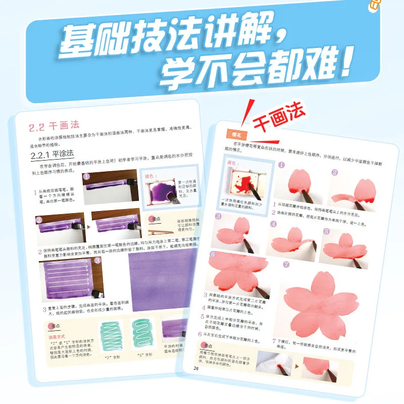 Watercolor beginner's tutorial - Self-study painting guide - Zero-level painting skills book