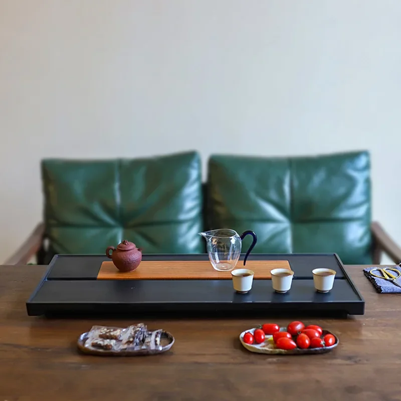 High-end bakelite tea tray natural whole drainage Wujinshi tea table living room home