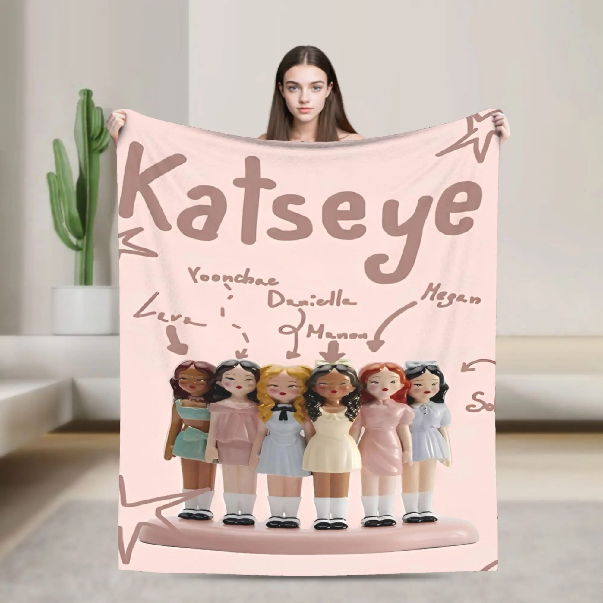 Katseyes Members Kpop Blanket Fleece Gnarly Super Warm Throw Blanket for Bed Bed Rug