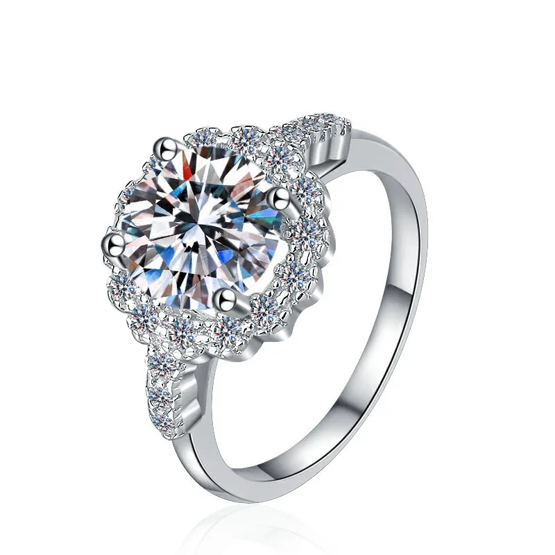 2 Carat D Color Moissanite Diamond Women Rings Luxury s925 Silver Moissanite Wedding Ring Fine Jewelry