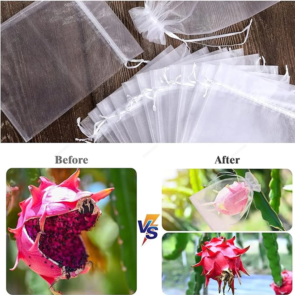 50-500PCS Grapes Fruit Protection Bags Tree Grow Bags  Netting Mesh For Strawberry Plant Gift Organza Bags Anti-Bird Garden Tool