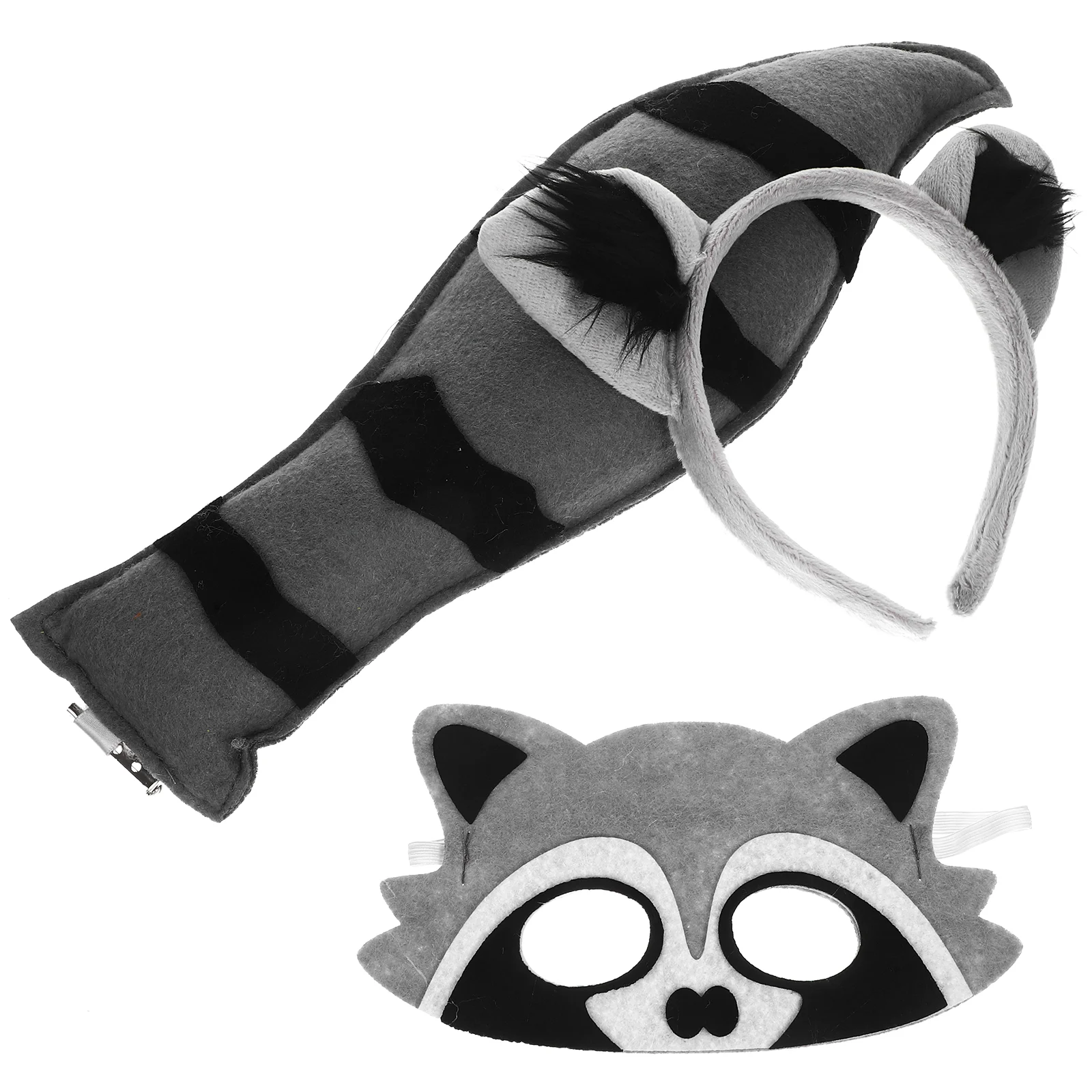 

Cosplay Suit White Headband Animal Hairband Halloween Ear Costume Ears Tail Cloth Prop Raccoon Child Accessories Party