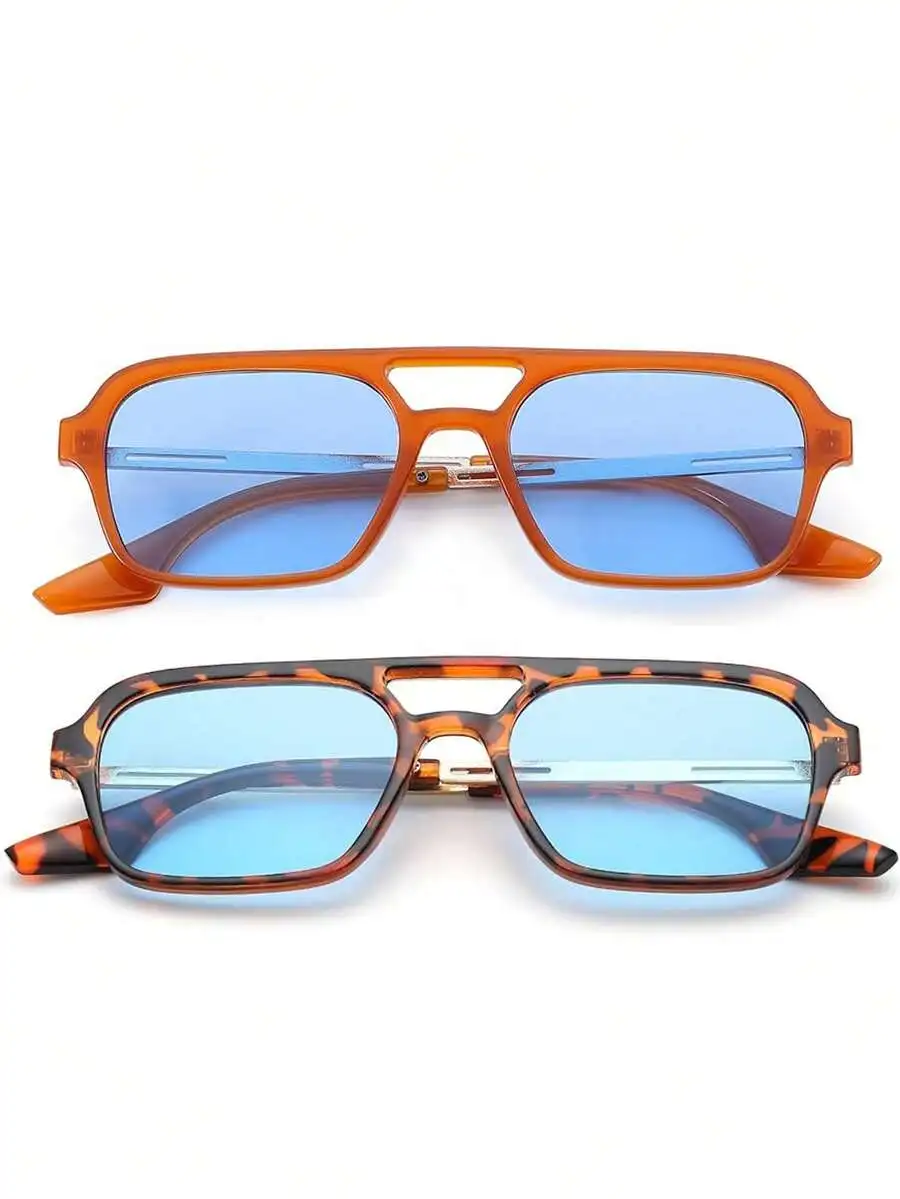 1 Pair Women's Bohemian Style Fashion Vintage Aviator Fashion Glasses, Suitable For Vacation And Daily Wear