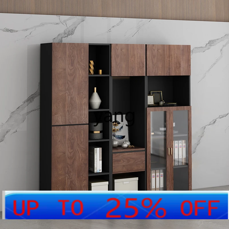 

LMMsolid wood background cabinet walnut color office log cabinet office file cabinet