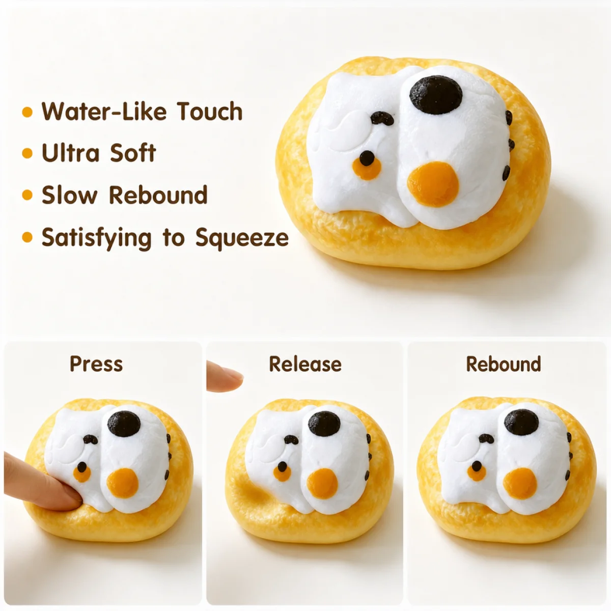 Food Grade Imitation Cartoon Cat Bun Squishy Toy Lovely Sleeping Kitten Cream Decor Soft Elastic Texture Slow Rebound Anxiety