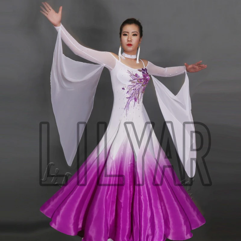 Ballroom Dance Dress Standard Skirt Competition Costumes Performing Customize New Arrival Adult Kids Sequined Embroidery