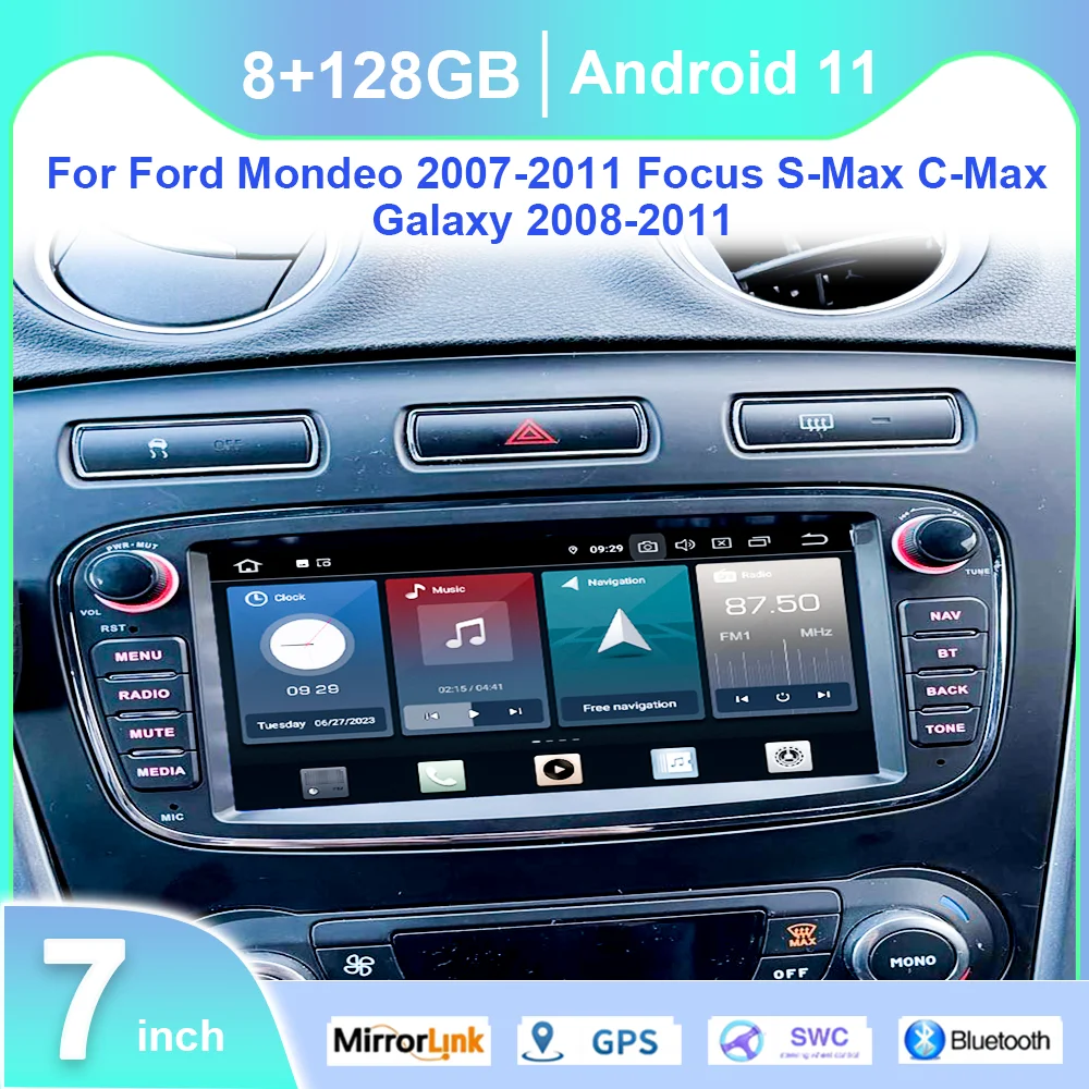 CHSTEK Android 11 Car Radio Wifi Navi For Ford Mondeo 2007‑2011 Focus S‑Max C‑Max Galaxy 2008‑2011 Multimedia GPS BT WIFI