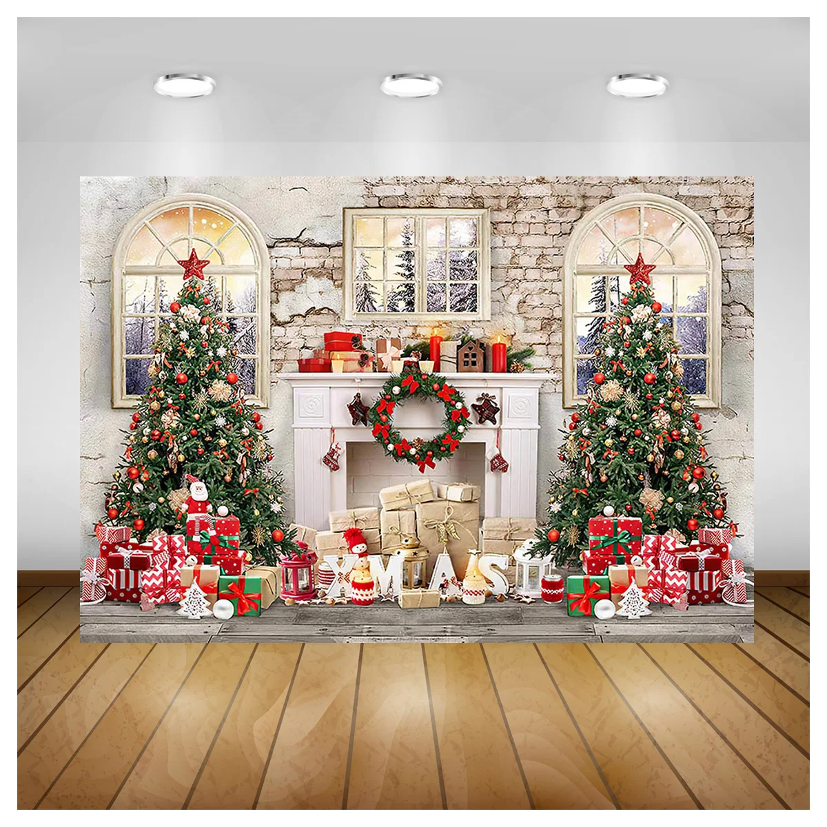 

SHUOZHIKE Christmas Village Wooden Gate Digital Photography Backdrop Prop Snow Party Celebration Studio Background DJ-10