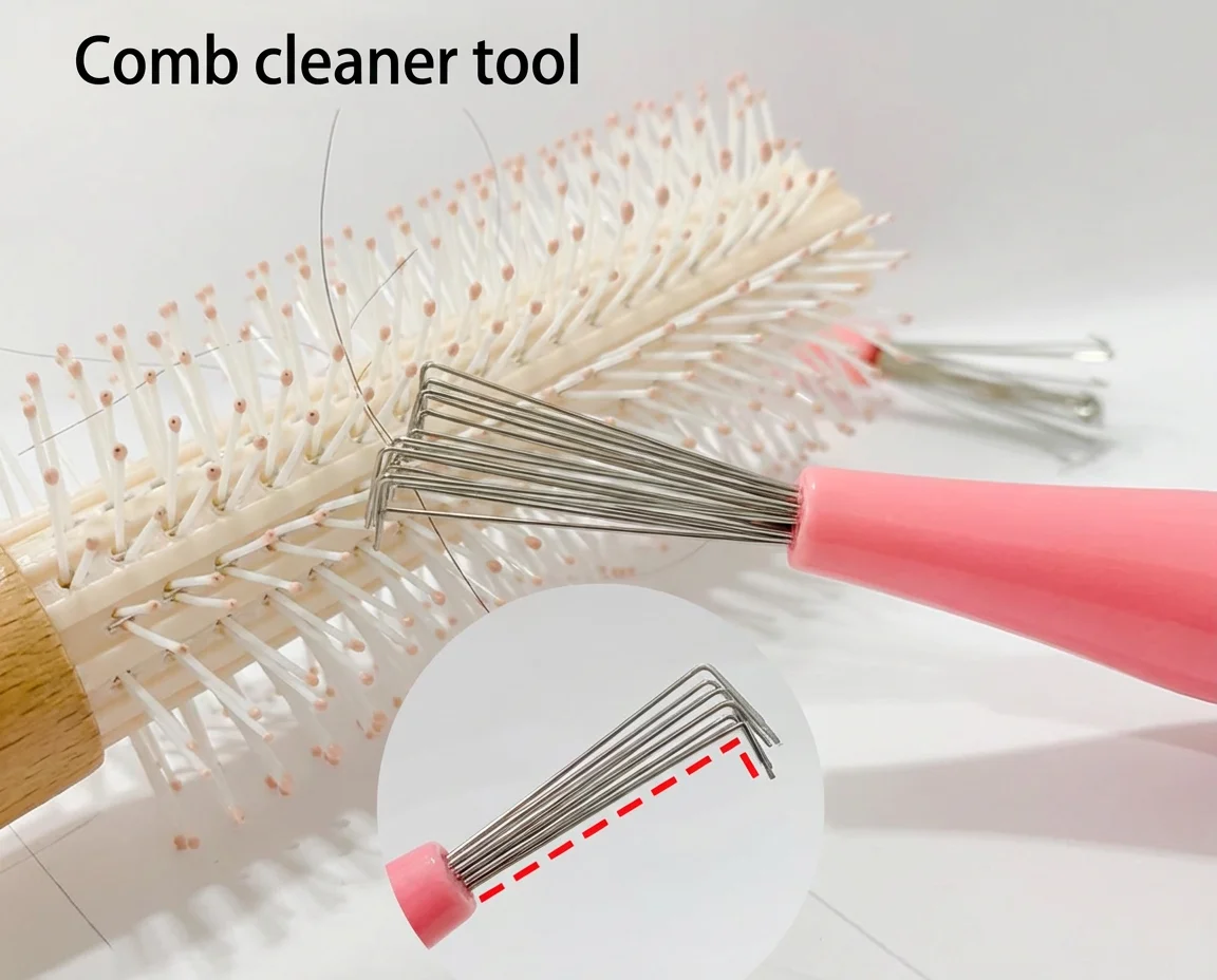 

Розовая щетка для чистки расчесок, быстрое удаление волос и грязи, подходит для всех типов расчесок, проста в использовании, из АБС-пластика