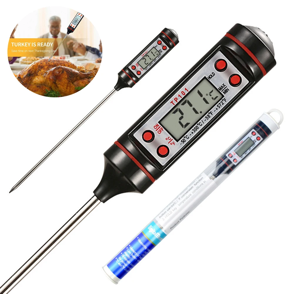 Professional Food Thermometer Baking Temperature Measurement Barbecue Water Oil Cooking Meat Digital 304 Stainless Steel Probe