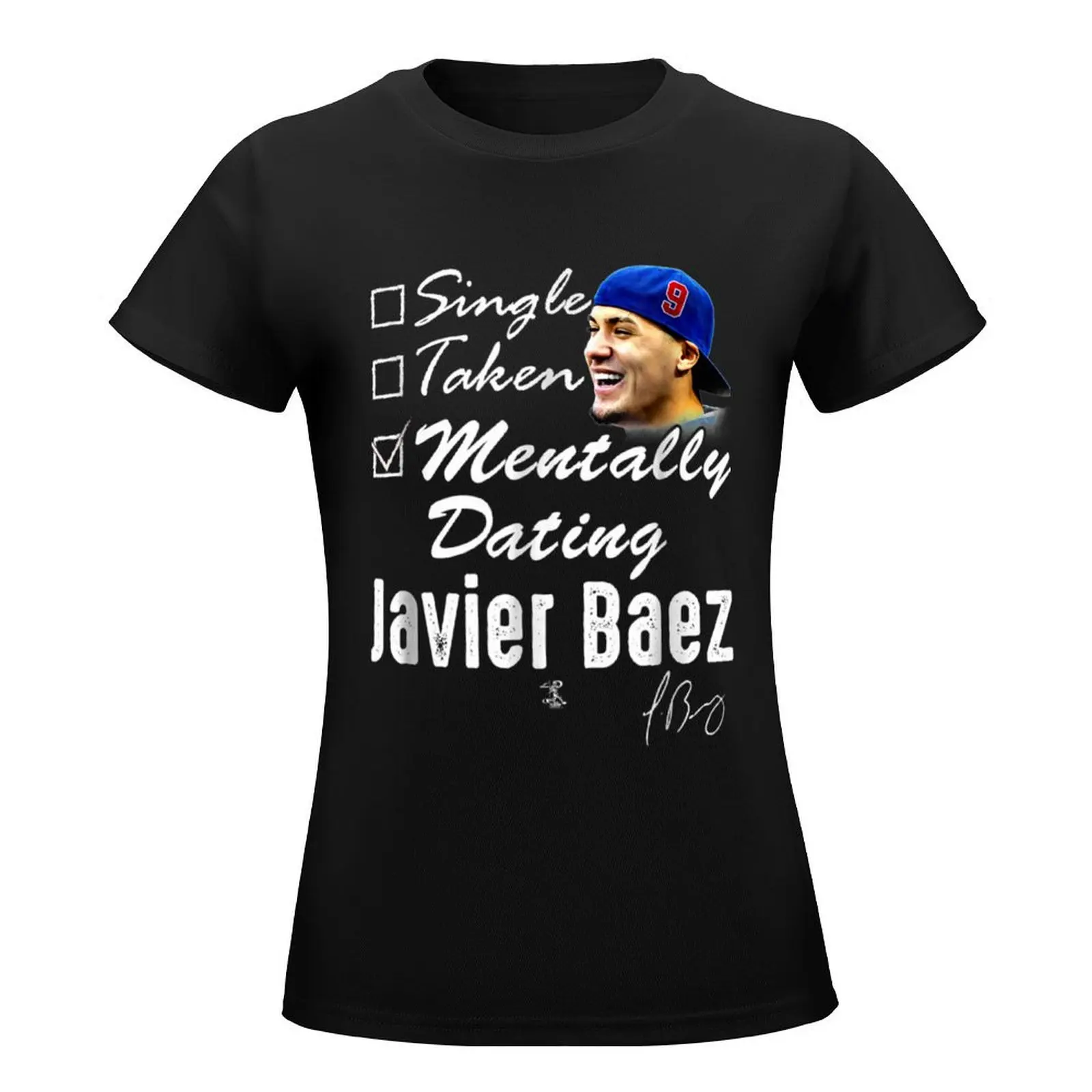 Javier Baez Mentally Dating T-Shirt tees animal print shirt for girls Women's summer blouses 2024