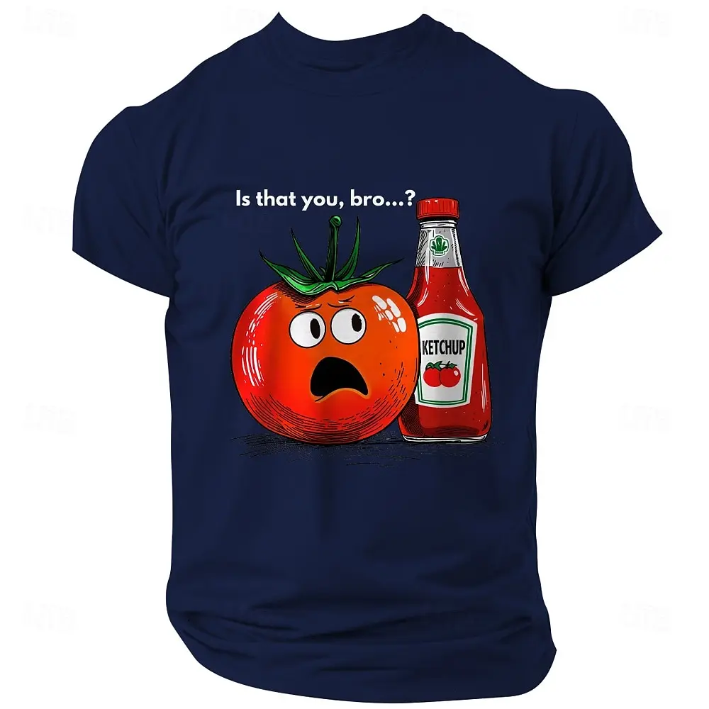 

Men's Fun Letter Tomato Printed T-shirt Top Short Sleeve T-shirt Round Neck Shirt Sports Casual Street Outdoor Festival Clothing