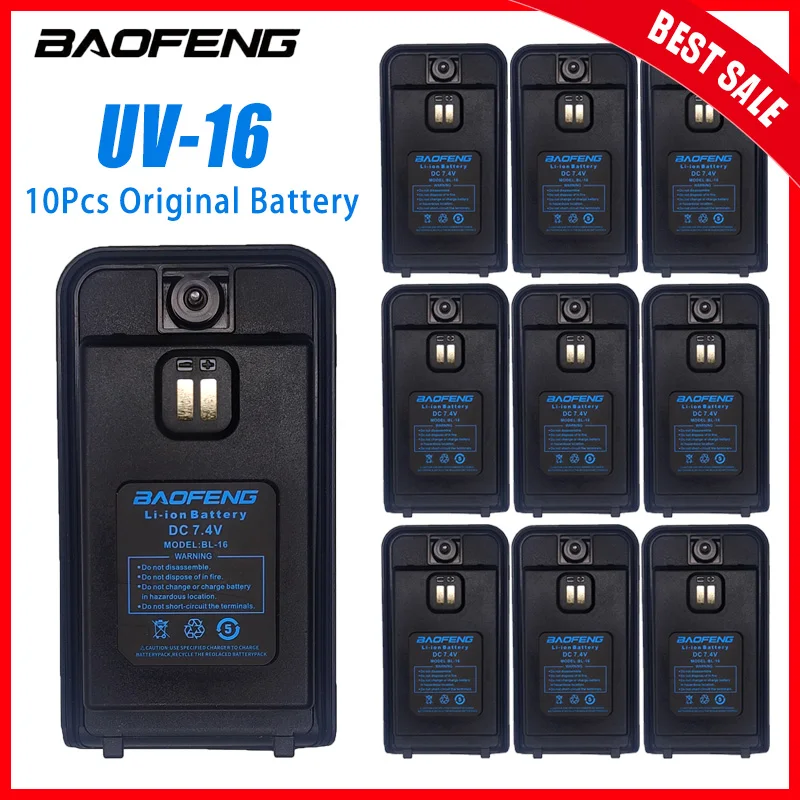 

10PCS Baofeng Walkie Talkie UV-16 Original Battery BL-16 Compatible for UV16Plus UV-16 Pro Mate V2 Two Way Radio Extra Battery