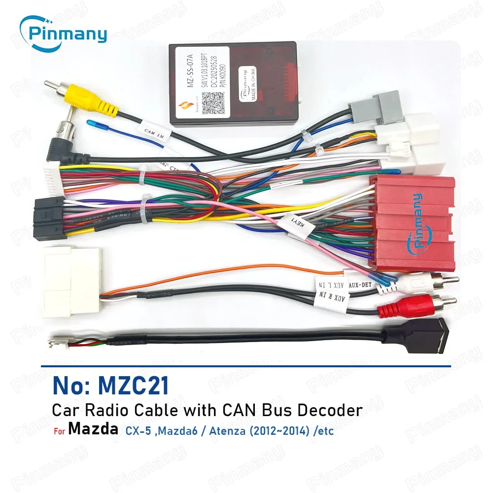 

Разъем кабеля автоматического радио Pinmany MZC21, адаптер жгута проводов питания с декодером шины CAN для Mazda CX-5 Mazda6 Atenza 2012-2014 гг.
