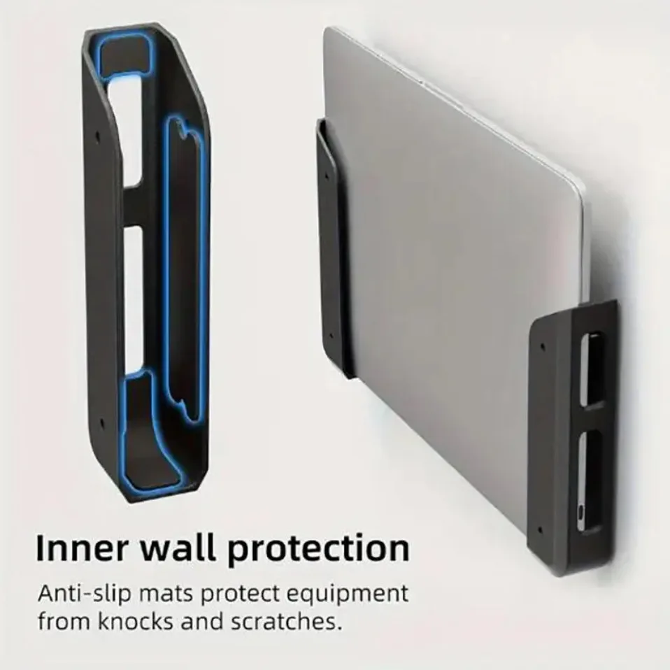 Dual‑Use Under Desk Wall‑Mount Laptop Mount Anti‑Scratch Silicone Shelf Holder for Tablet Macbook Laptop