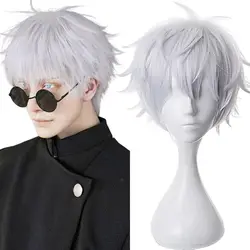 Jujutsu Kaisen Gojo Satoru Cosplay Wig Silver Grey Short hair for Halloween Party Carnival Synthetic Wigs